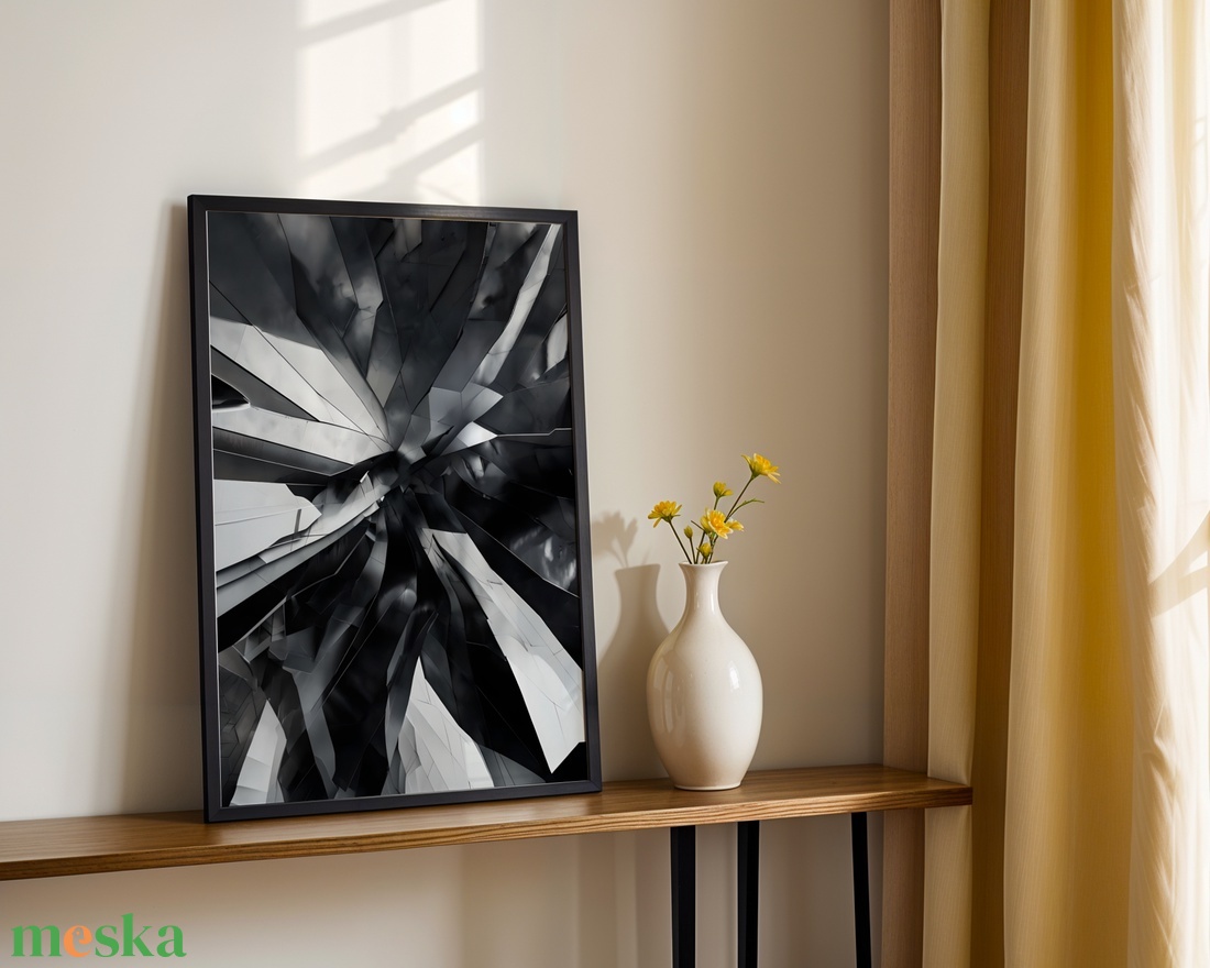 Fekete-Fehér Absztrakt Szilánkok Poszter - Digitális Letöltés - otthon & életmód - dekoráció - kép & falikép - poszter - Meska.hu