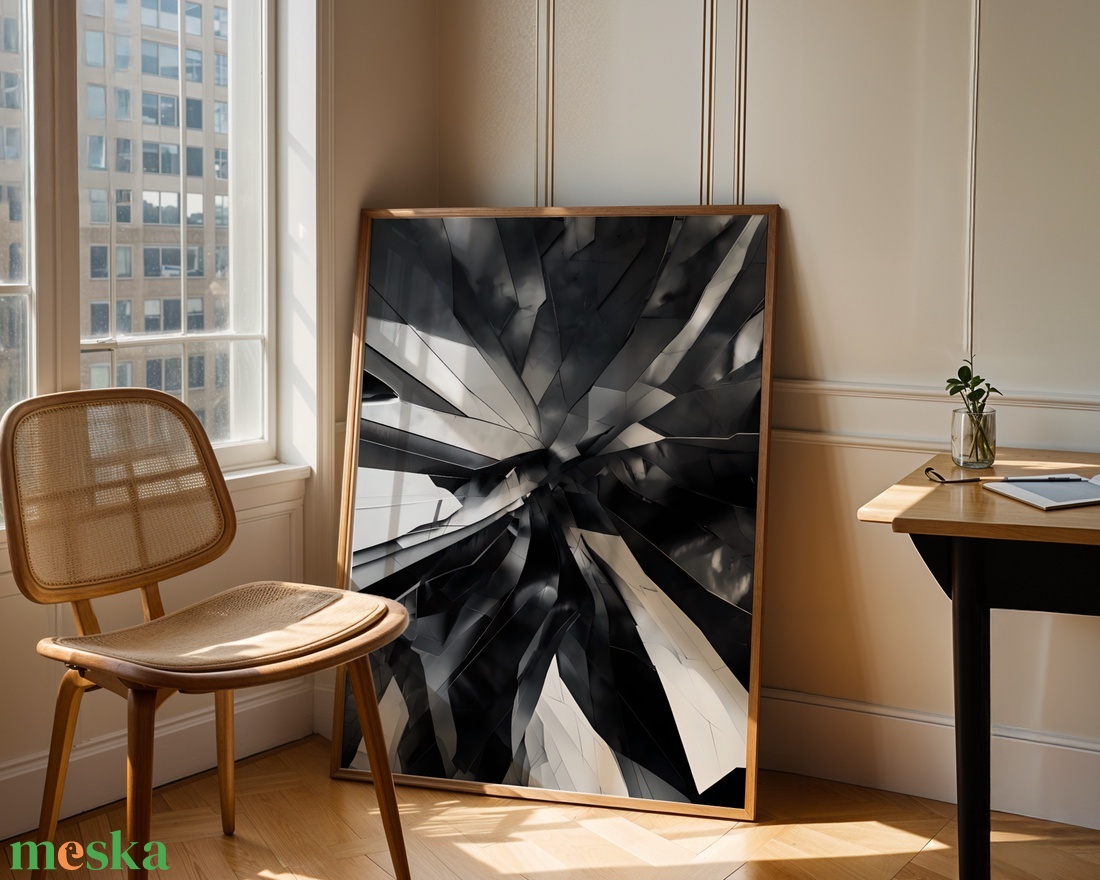 Fekete-Fehér Absztrakt Szilánkok Poszter - Digitális Letöltés - otthon & életmód - dekoráció - kép & falikép - poszter - Meska.hu