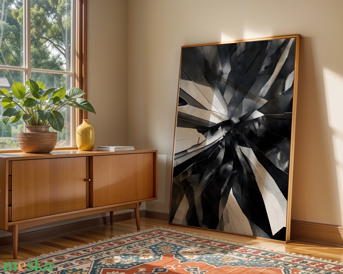 Fekete-Fehér Absztrakt Szilánkok Poszter - Digitális Letöltés - otthon & életmód - dekoráció - kép & falikép - poszter - Meska.hu