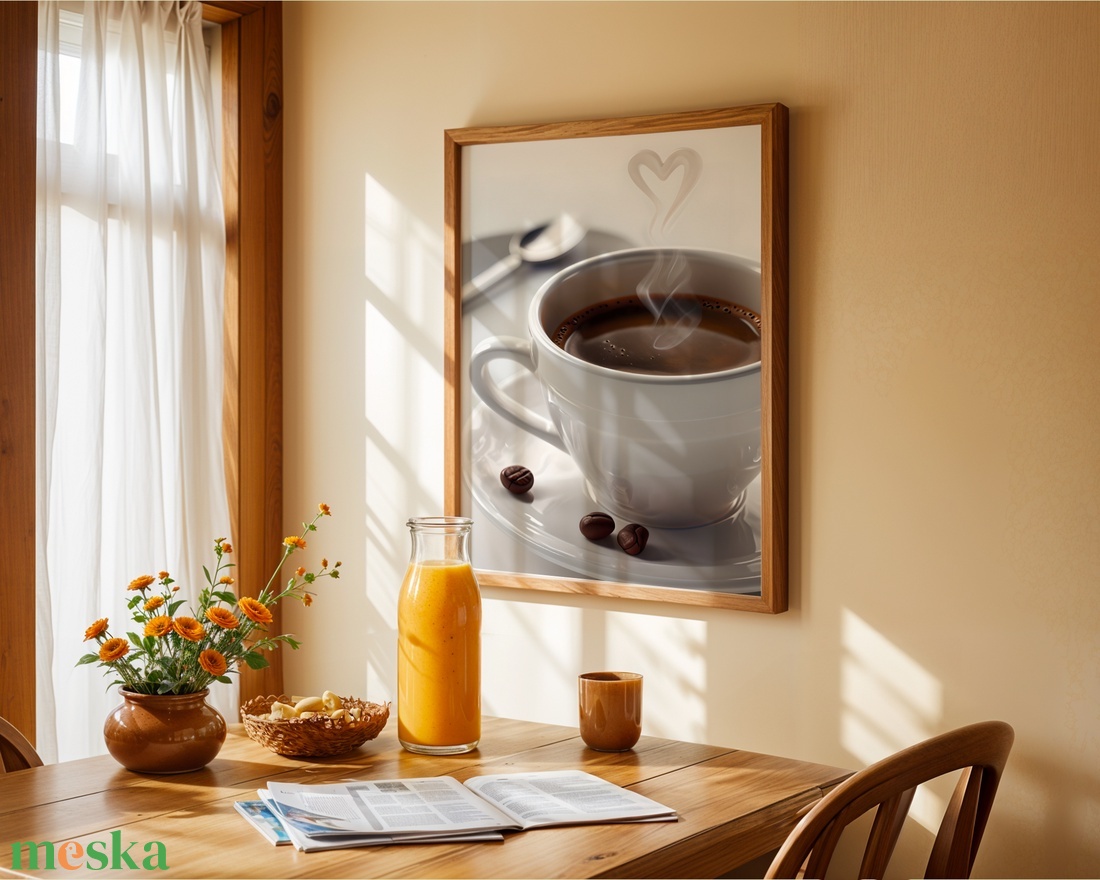 Reggeli Kávé Szív Alakú Gőzzel - Kávéimádó Konyhai Poszter - Digitális Letöltés - otthon & életmód - dekoráció - kép & falikép - poszter - Meska.hu
