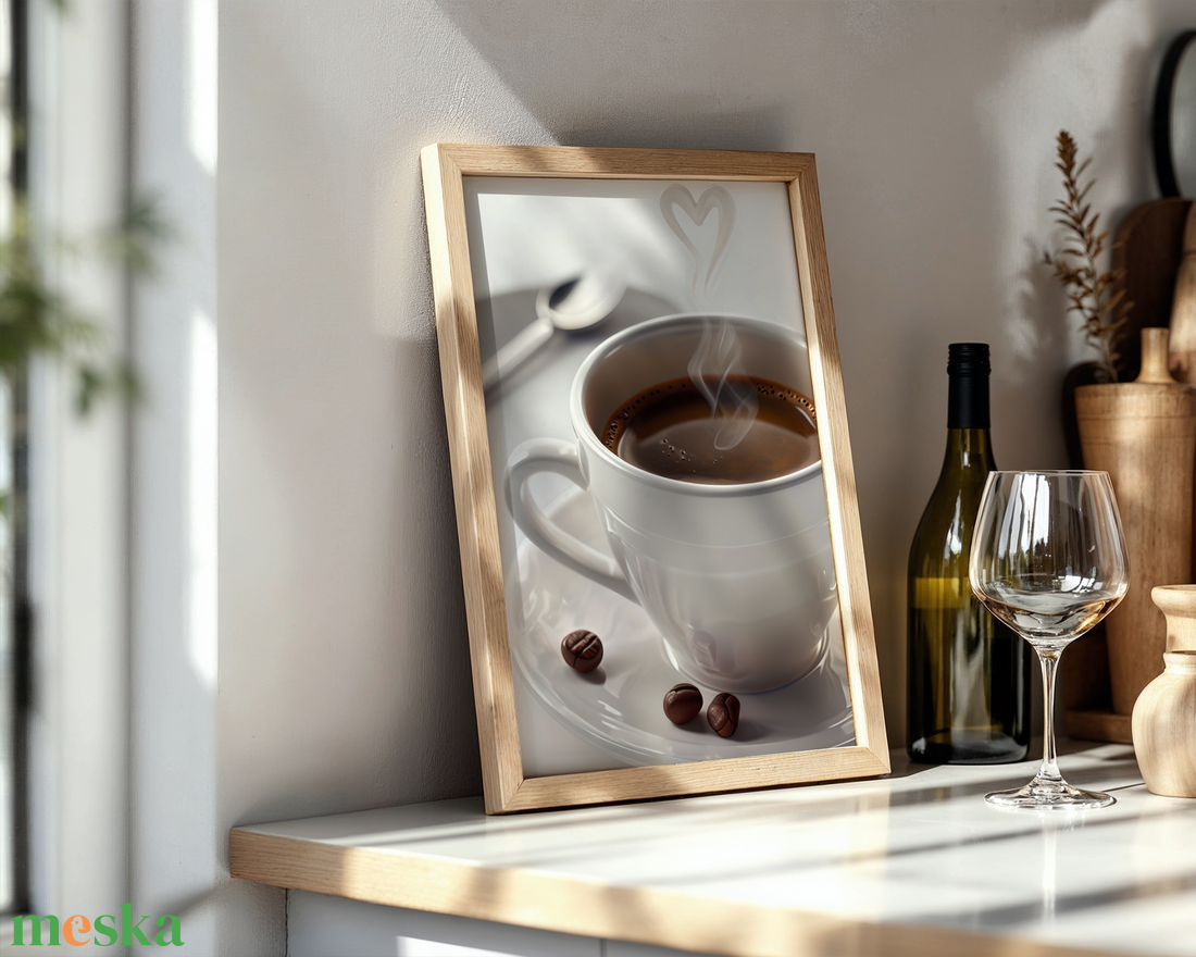 Reggeli Kávé Szív Alakú Gőzzel - Kávéimádó Konyhai Poszter - Digitális Letöltés - otthon & életmód - dekoráció - kép & falikép - poszter - Meska.hu