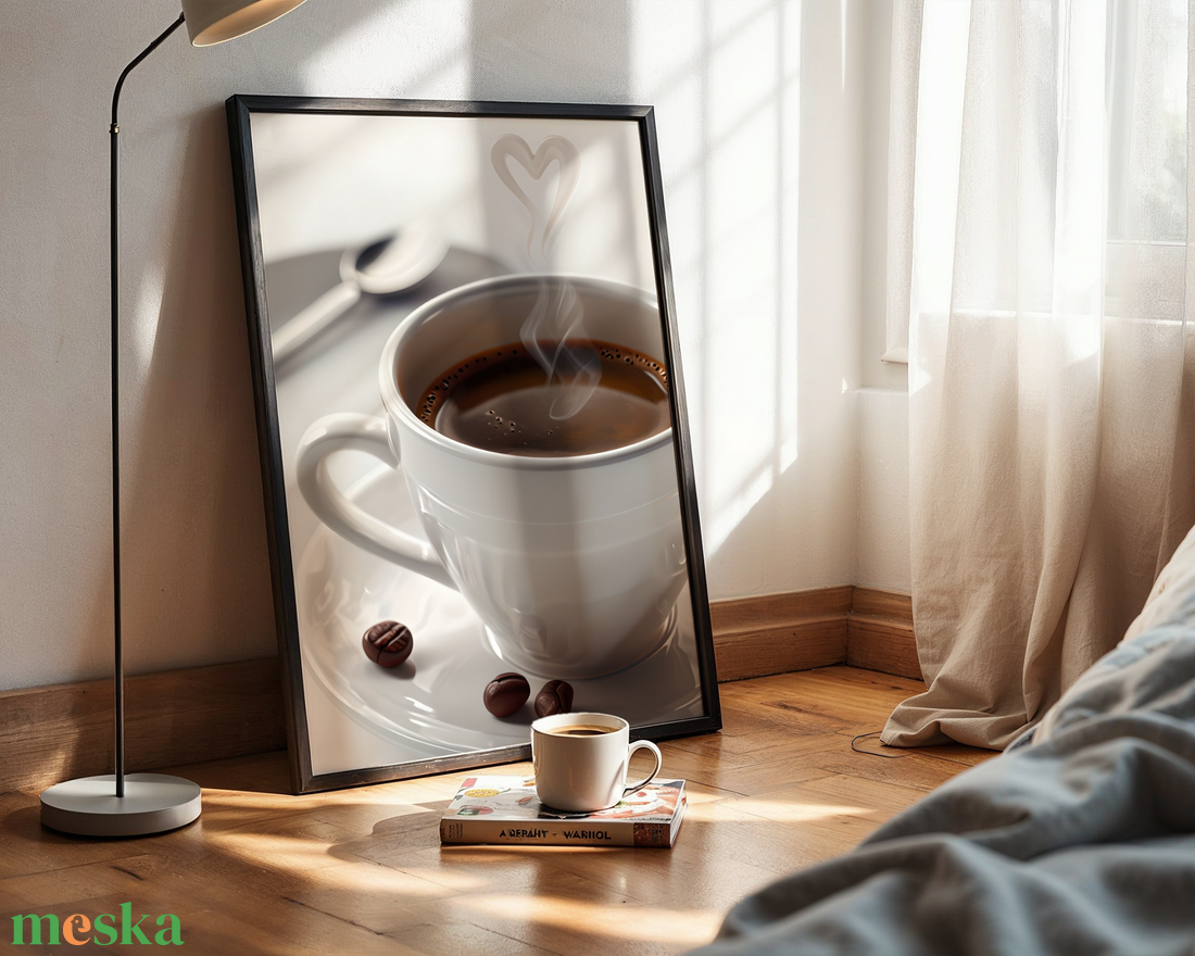 Reggeli Kávé Szív Alakú Gőzzel - Kávéimádó Konyhai Poszter - Digitális Letöltés - otthon & életmód - dekoráció - kép & falikép - poszter - Meska.hu