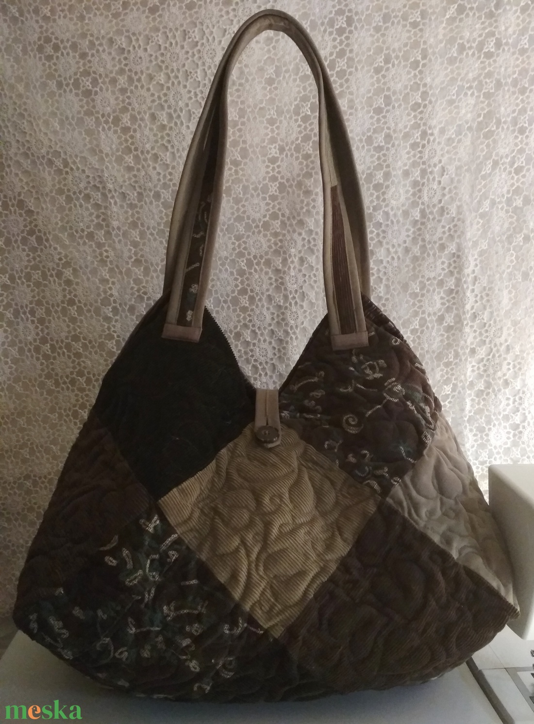 Barna-khaki bársony válltáska, shopper - táska & tok - kézitáska & válltáska - nagy pakolós táska - Meska.hu Barna-khaki bársony válltáska, shopper - táska & tok - kézitáska & válltáska - nagy pakolós táska - Meska.hu