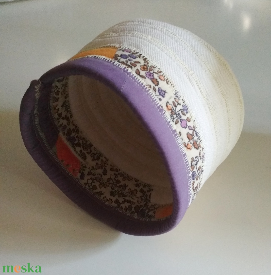 Textil tároló nyersvászon alappal - otthon & életmód - tárolás & rendszerezés - tárolókosár - Meska.hu