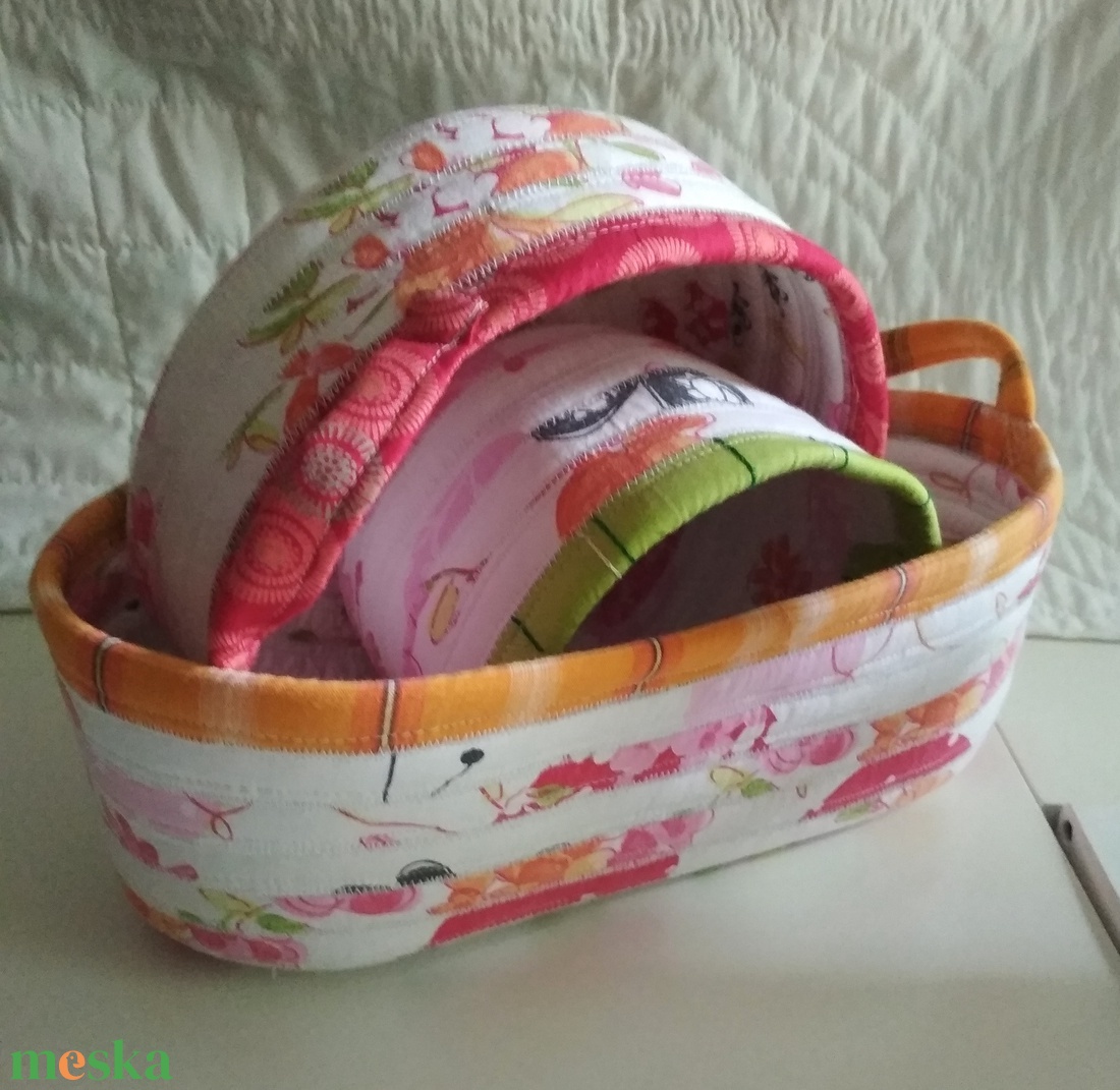 Textil tároló 3 - otthon & életmód - tárolás & rendszerezés - tárolókosár - Meska.hu