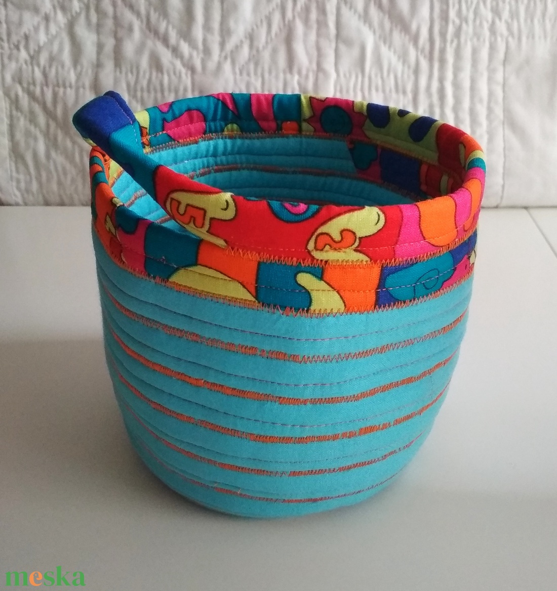 Textil tároló, élénk színekkel - otthon & életmód - tárolás & rendszerezés - tárolókosár - Meska.hu
