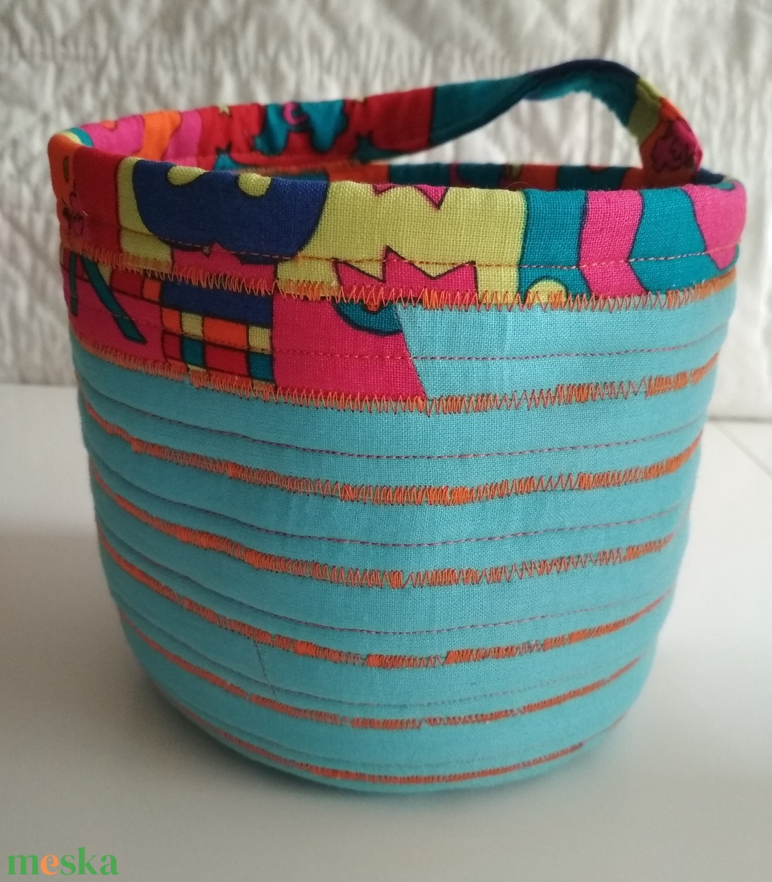Textil tároló, élénk színekkel - otthon & életmód - tárolás & rendszerezés - tárolókosár - Meska.hu