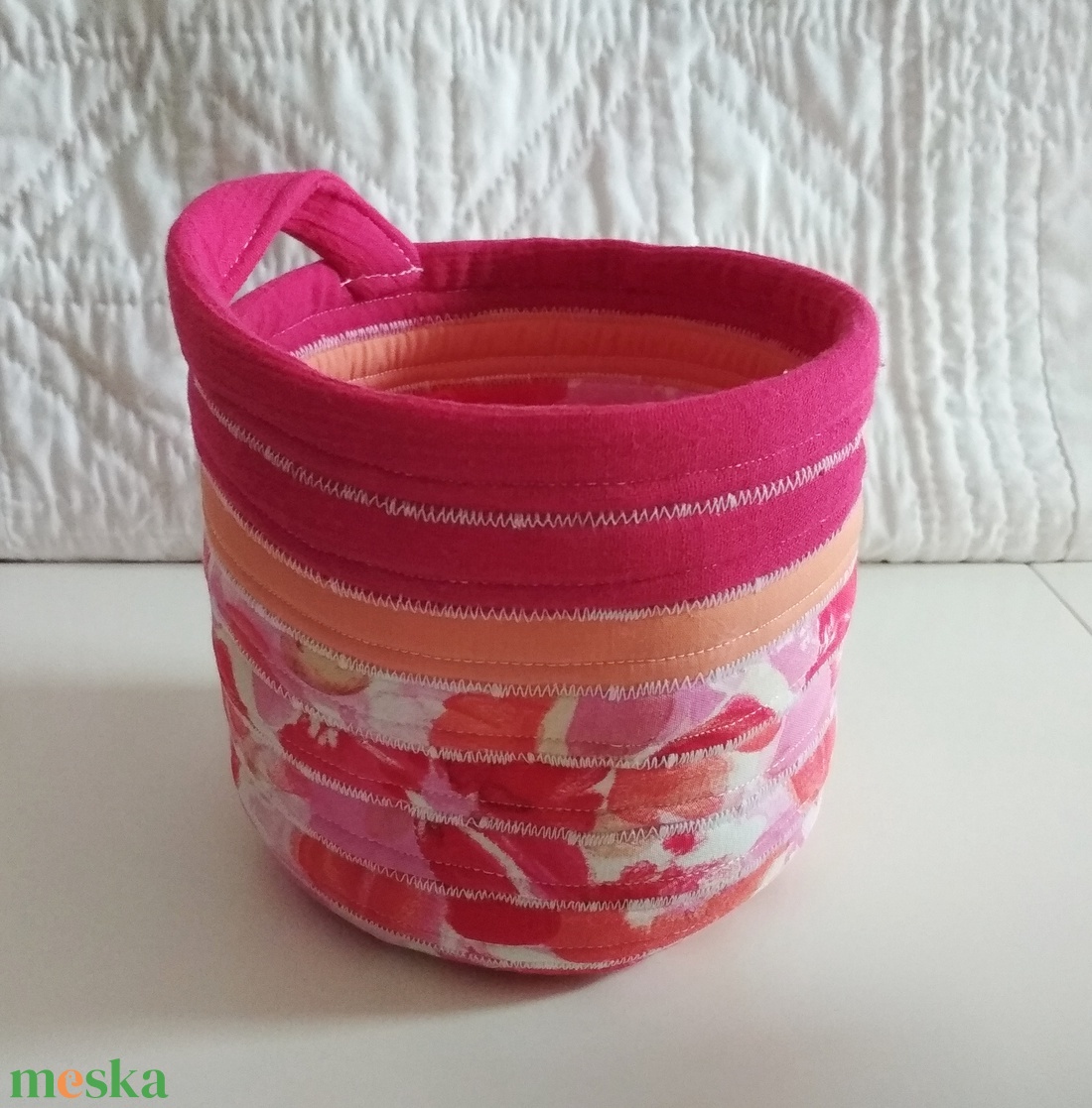 Textil tároló, pink-narancs-barack - otthon & életmód - tárolás & rendszerezés - tárolókosár - Meska.hu Textil tároló, pink-narancs-barack - otthon & életmód - tárolás & rendszerezés - tárolókosár - Meska.hu