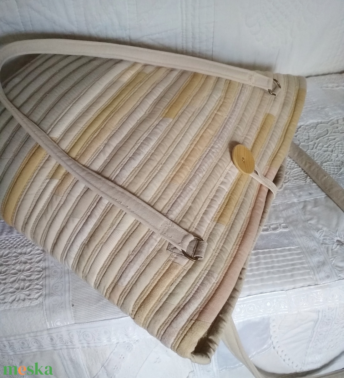 Válltáska pasztell-khaki színekkel  - táska & tok - kézitáska & válltáska - nagy pakolós táska - Meska.hu