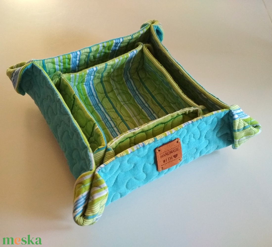 Tároló duó, zöld-kék - otthon & életmód - tárolás & rendszerezés - tárolókosár - Meska.hu