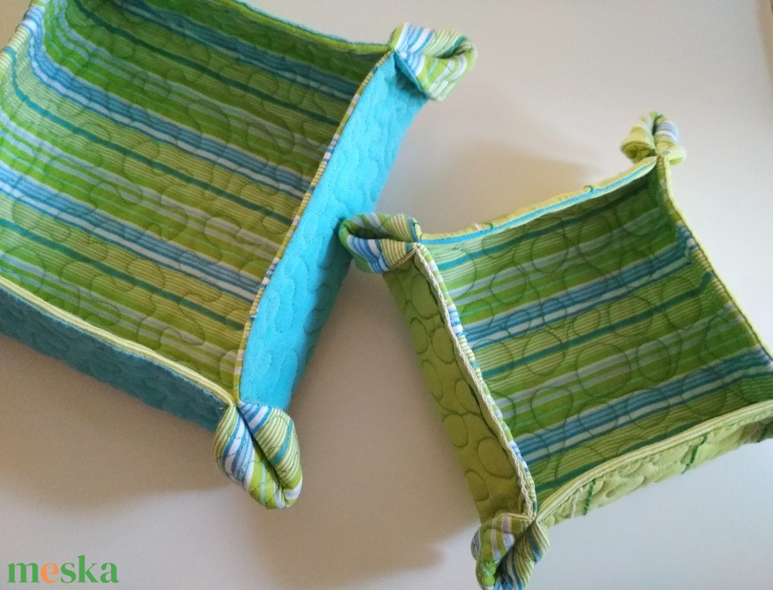 Tároló duó, zöld-kék - otthon & életmód - tárolás & rendszerezés - tárolókosár - Meska.hu