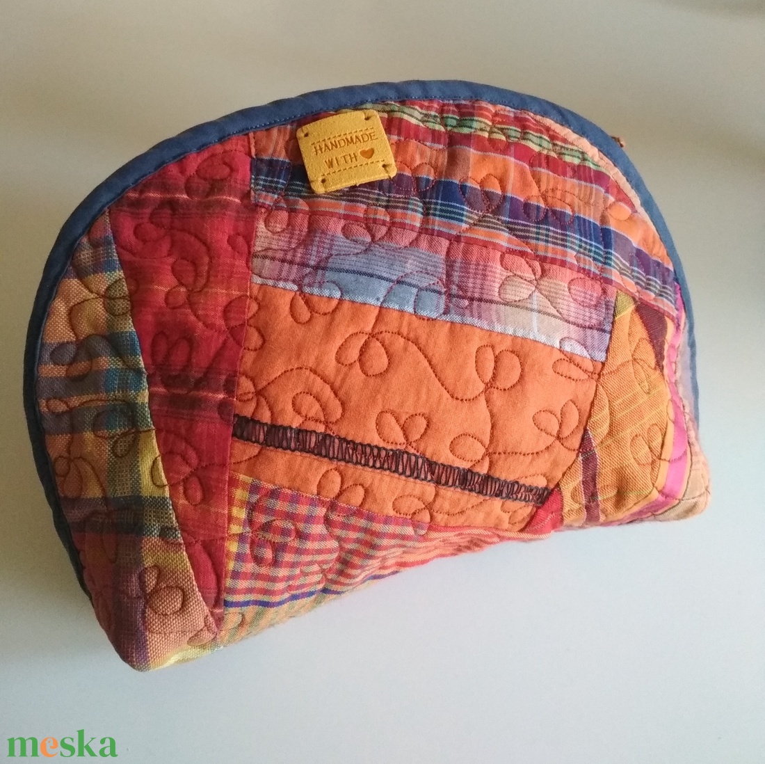 Neszesszer, narancs-farmerkék - táska & tok - neszesszer - Meska.hu