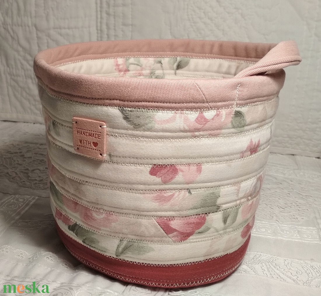 Textil tároló, rózsás - otthon & életmód - tárolás & rendszerezés - tárolókosár - Meska.hu