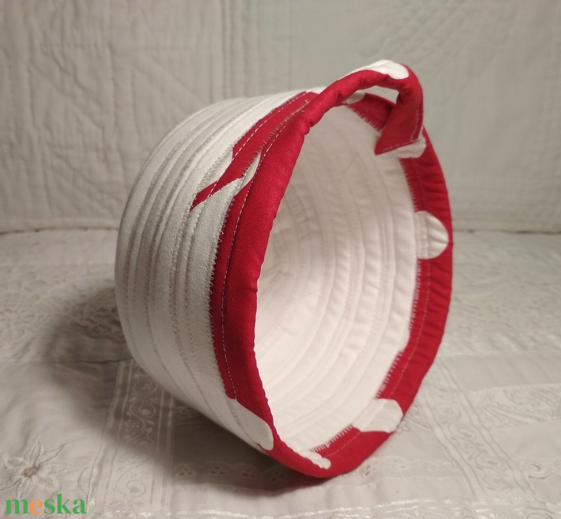 'Retro pöttyös' textil tároló - otthon & életmód - tárolás & rendszerezés - tárolókosár - Meska.hu