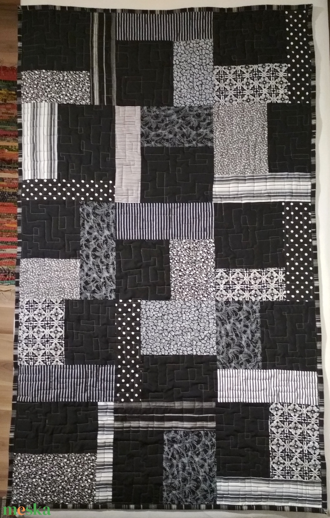 'Fekete-fehér' kistakaró  - otthon & életmód - lakástextil - felnőtt takaró, pléd - Meska.hu