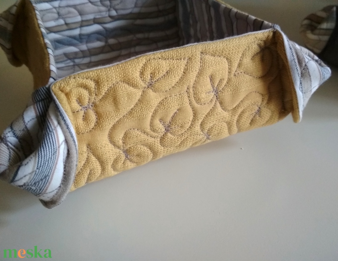 Tároló duó, okker-szürke - otthon & életmód - tárolás & rendszerezés - tárolókosár - Meska.hu