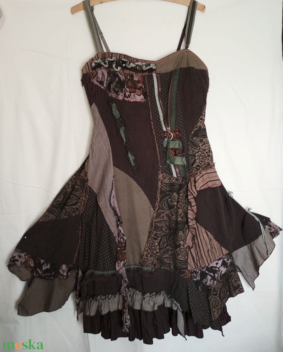 'Jungle' khaki-barna kötényruha - ruha & divat - női ruha - ruha - Meska.hu