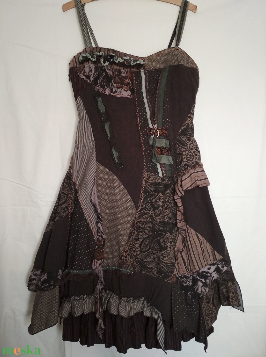 'Jungle' khaki-barna kötényruha - ruha & divat - női ruha - ruha - Meska.hu