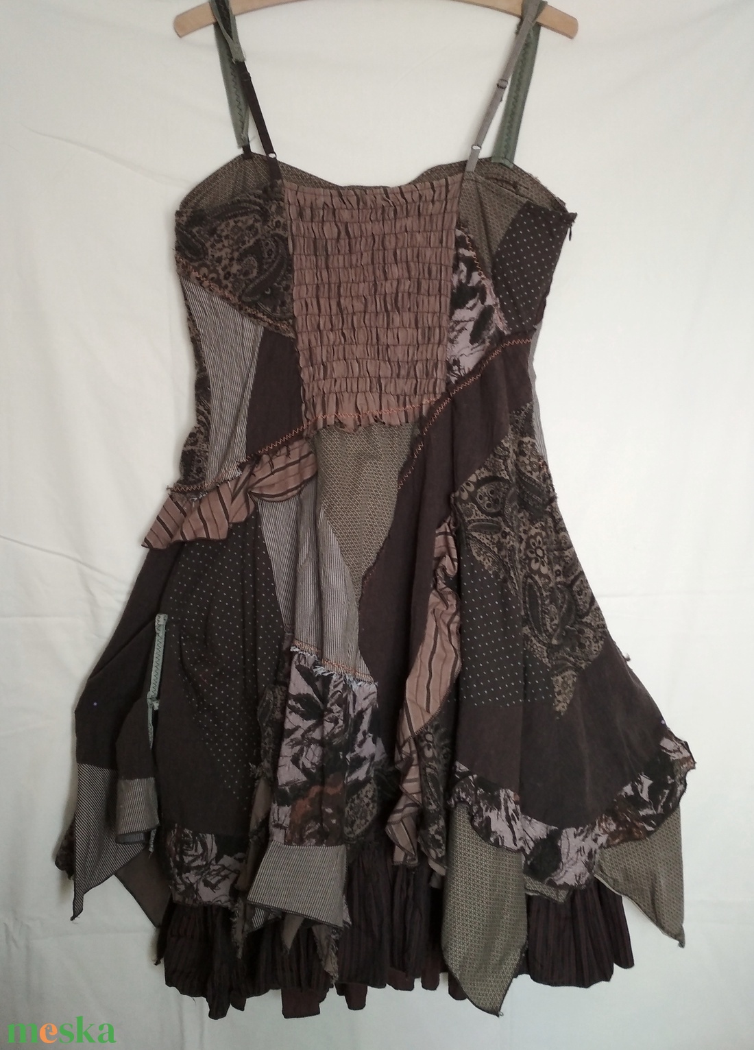 'Jungle' khaki-barna kötényruha - ruha & divat - női ruha - ruha - Meska.hu