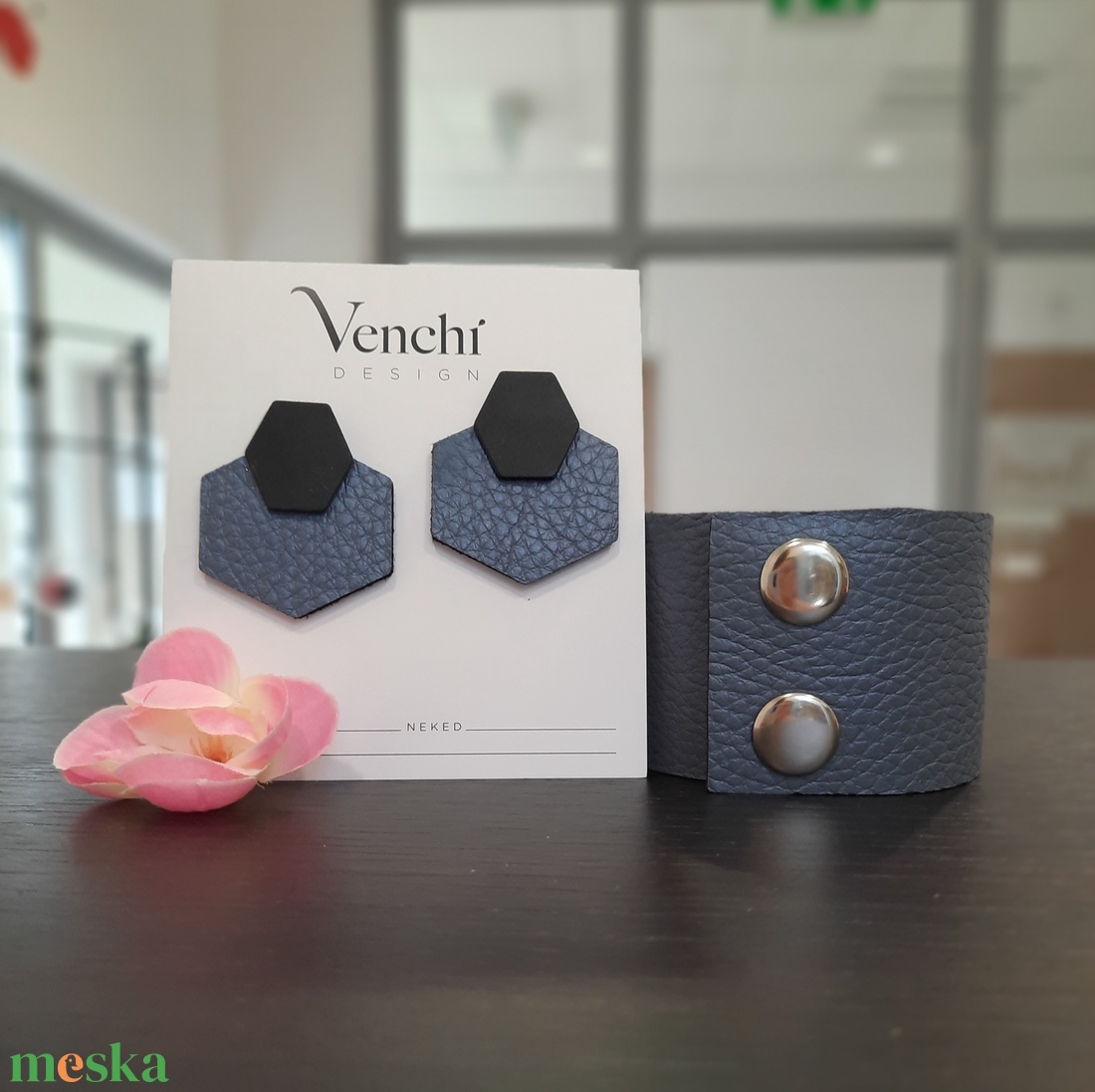 Venchi Design bőr fülbevaló és karkötő  - ékszer - ékszerszett - Meska.hu