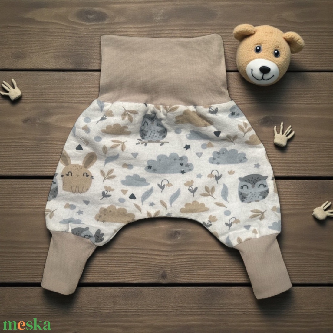 Kisnadrág egyszínű duplagéz béléssel - baba - mama - babaruházat - baba nadrág - Meska.hu