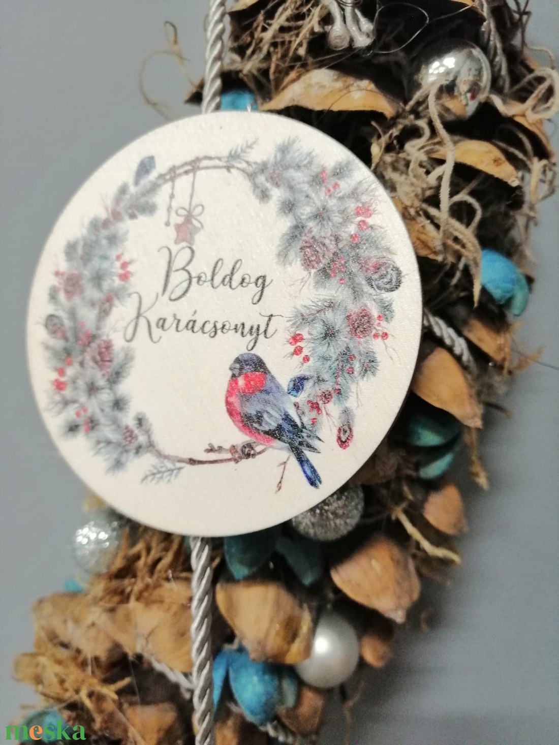 Kék tobozdísz  - karácsony - karácsonyi lakásdekoráció - karácsonyfadíszek - Meska.hu