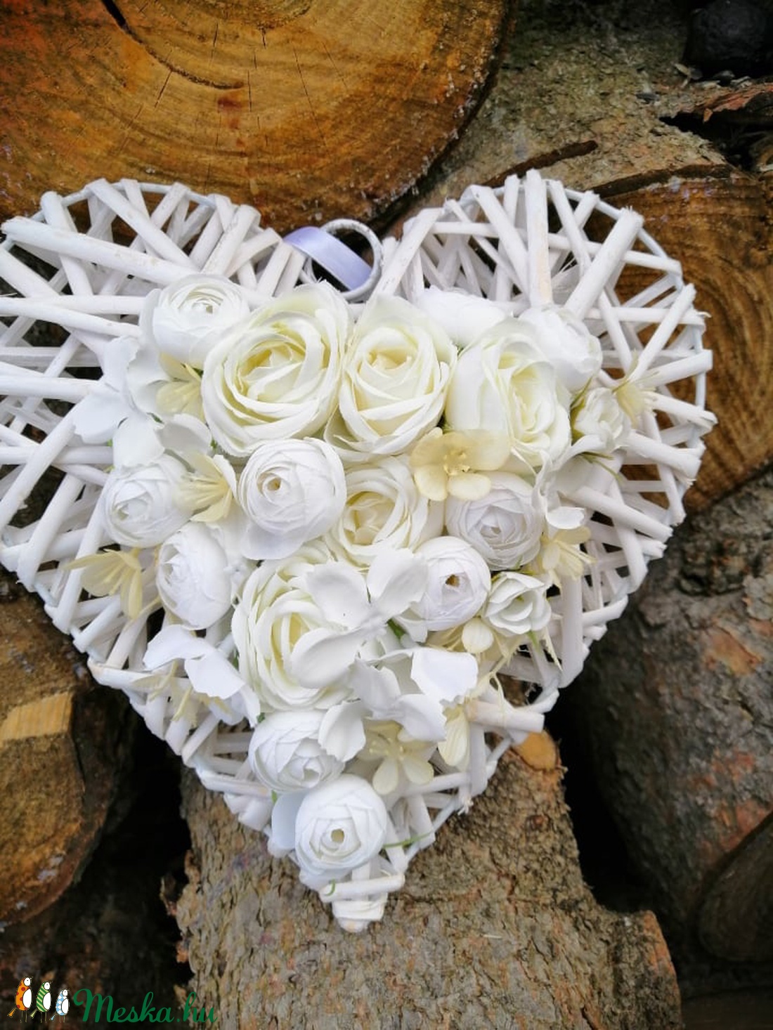 Fehér szív alakú kopogtató - otthon & életmód - dekoráció - Meska.hu