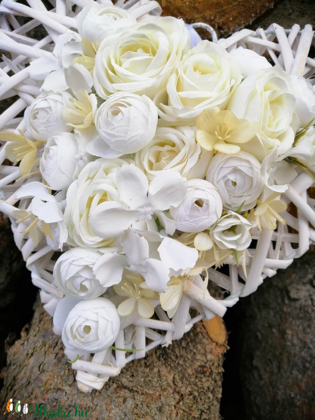 Fehér szív alakú kopogtató - otthon & életmód - dekoráció - Meska.hu