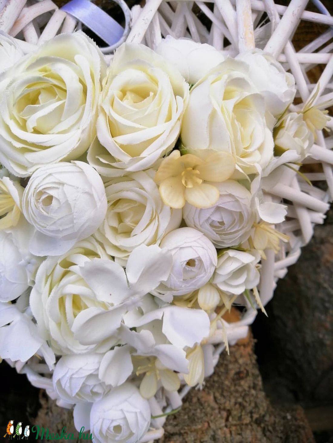 Fehér szív alakú kopogtató - otthon & életmód - dekoráció - Meska.hu