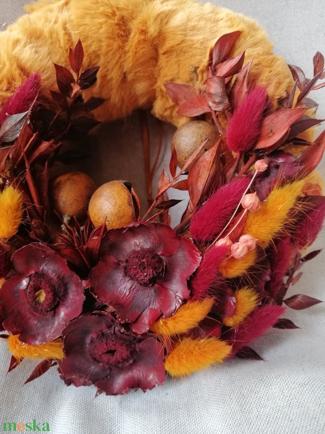 Őszi szőrmés kopogtató - otthon & életmód - dekoráció - ajtó- és ablak dekoráció - ajtódísz & kopogtató - Meska.hu