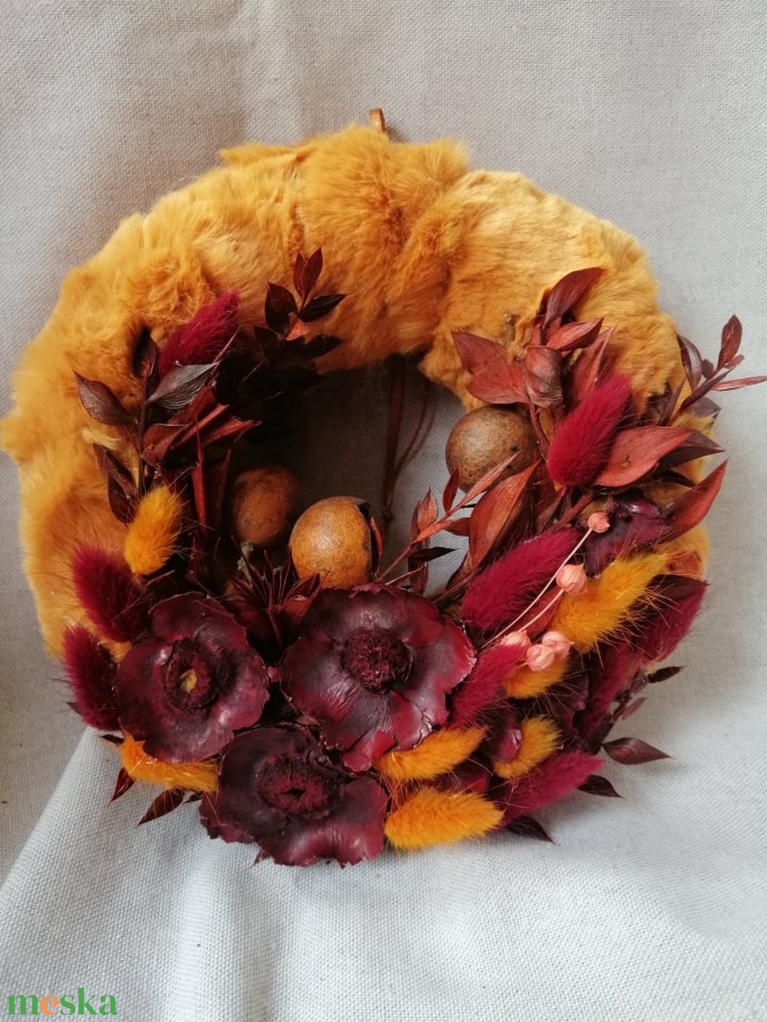 Őszi szőrmés kopogtató - otthon & életmód - dekoráció - ajtó- és ablak dekoráció - ajtódísz & kopogtató - Meska.hu