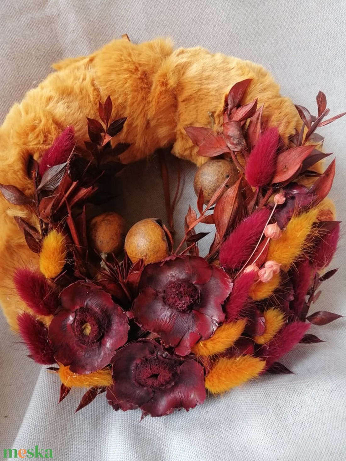 Őszi szőrmés kopogtató - otthon & életmód - dekoráció - ajtó- és ablak dekoráció - ajtódísz & kopogtató - Meska.hu