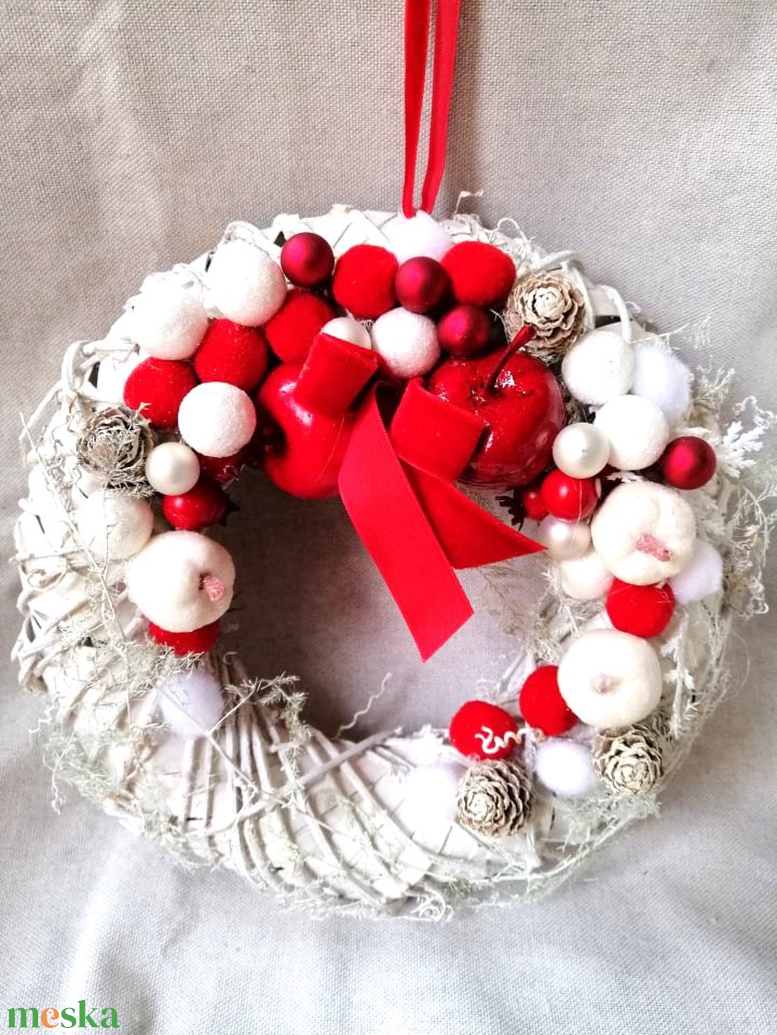 Piros fehér téli kopogtató - karácsony - karácsonyi lakásdekoráció - karácsonyi ajtódíszek - Meska.hu Piros fehér téli kopogtató - karácsony - karácsonyi lakásdekoráció - karácsonyi ajtódíszek - Meska.hu