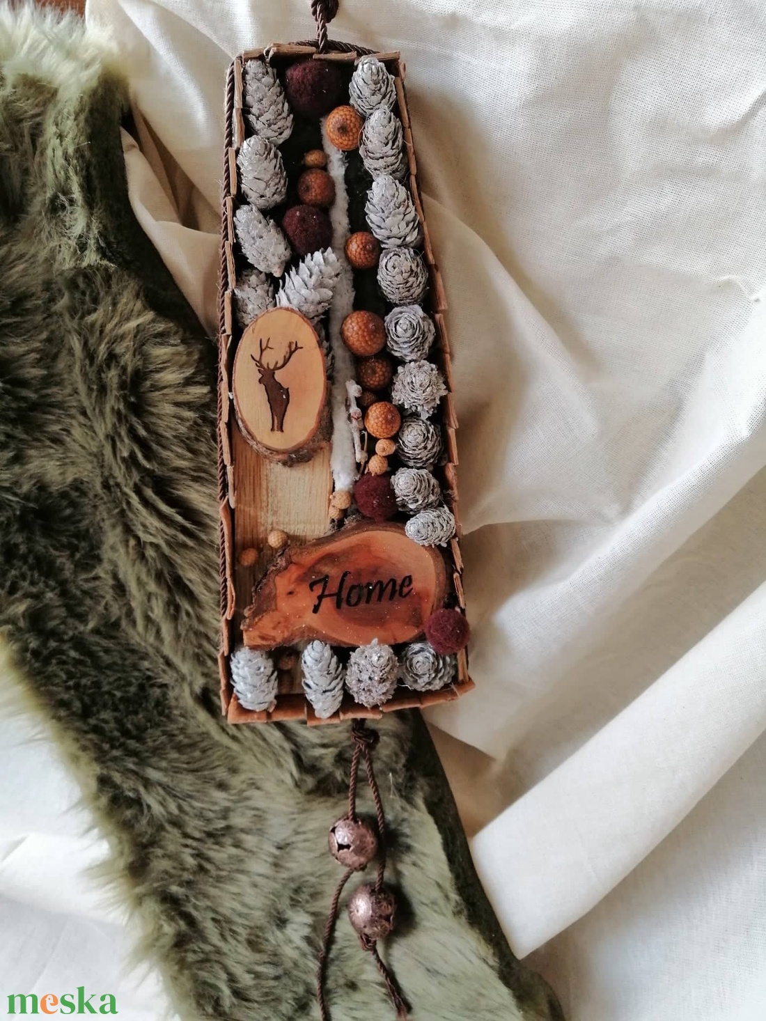 Erdei hangulatú natúr ajtódísz - karácsony - adventi díszek - adventi ajtódísz - Meska.hu