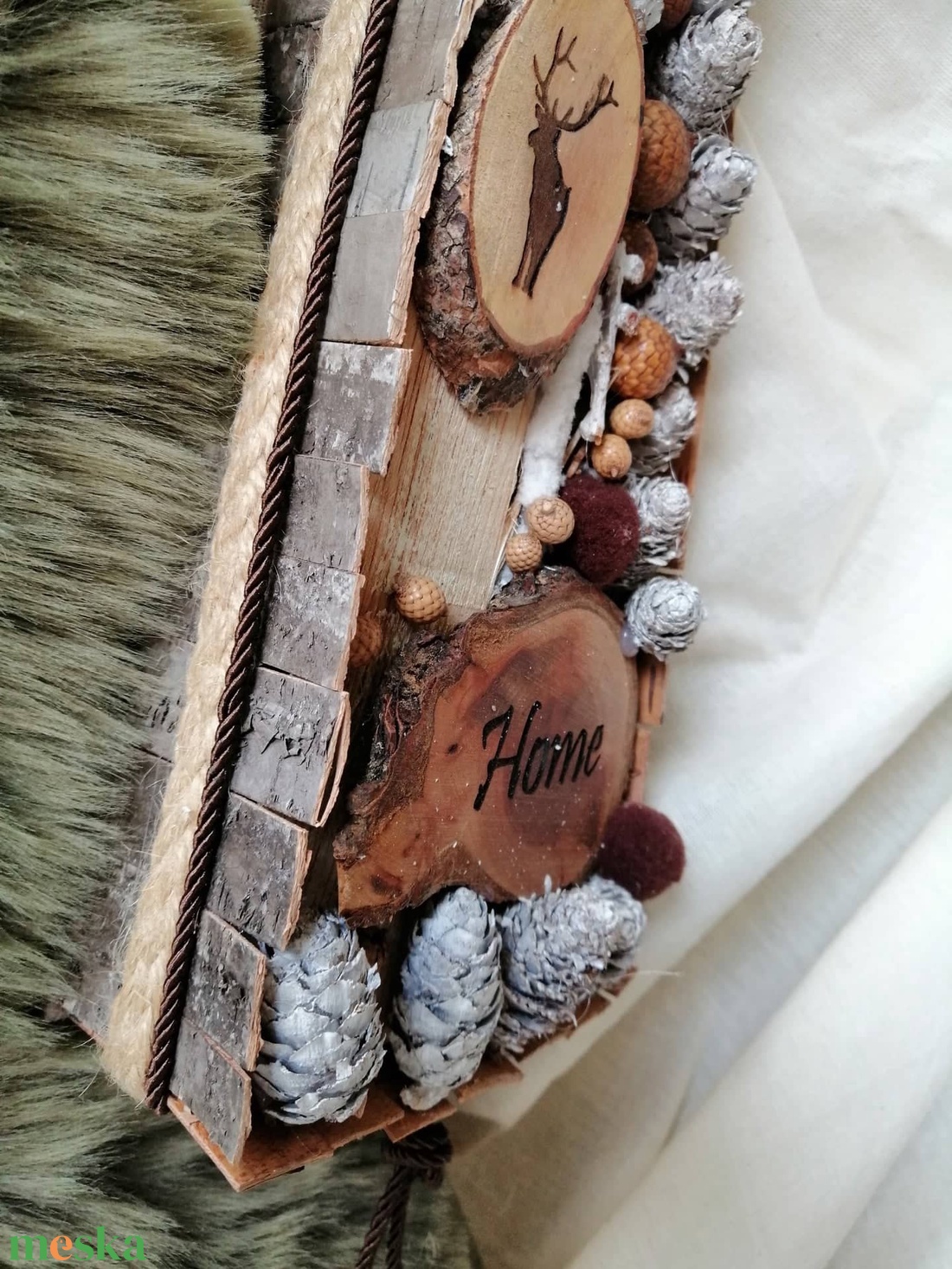 Erdei hangulatú natúr ajtódísz - karácsony - adventi díszek - adventi ajtódísz - Meska.hu