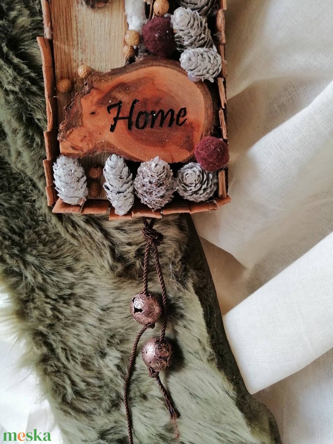 Erdei hangulatú natúr ajtódísz - karácsony - adventi díszek - adventi ajtódísz - Meska.hu