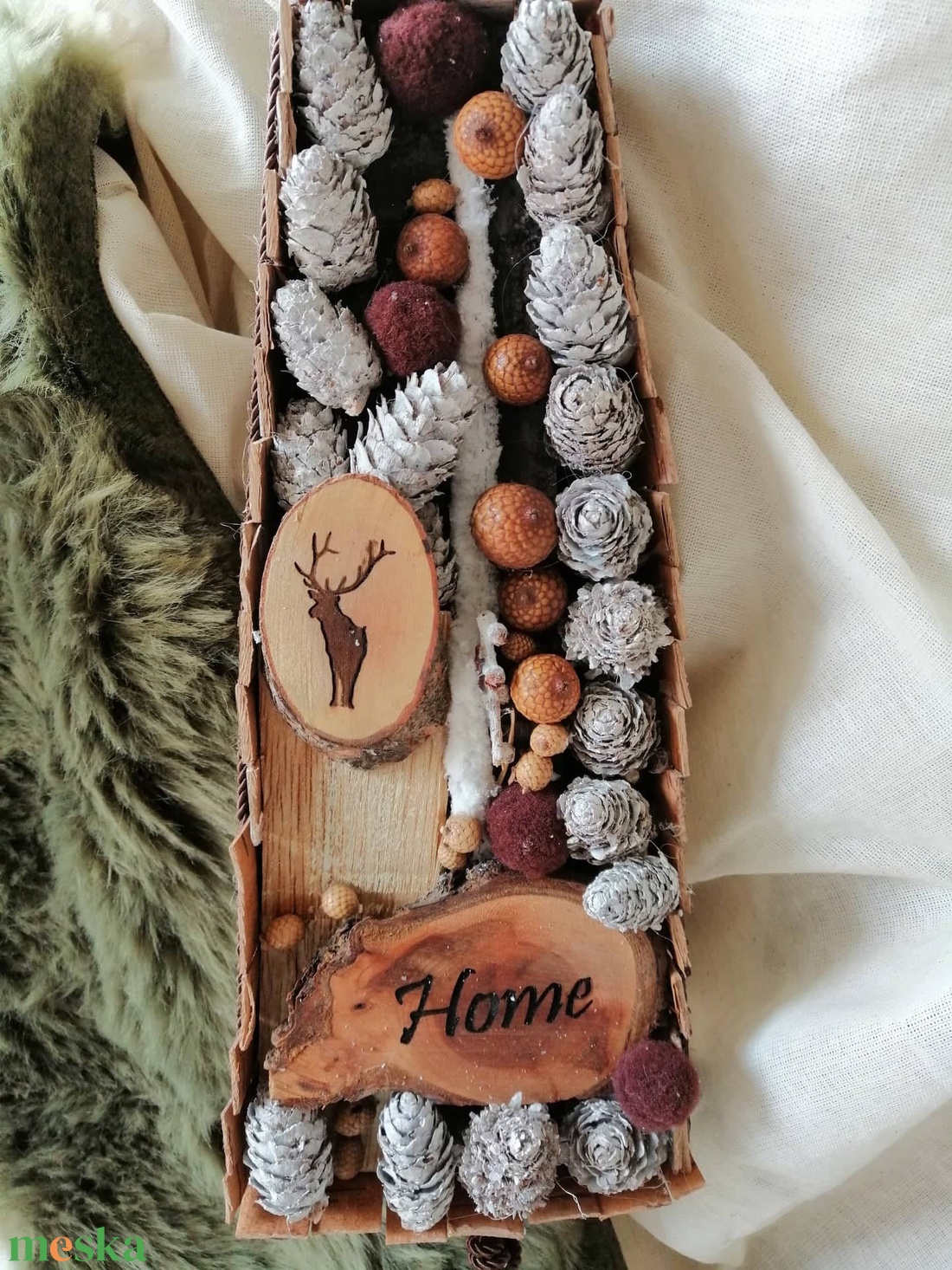 Erdei hangulatú natúr ajtódísz - karácsony - adventi díszek - adventi ajtódísz - Meska.hu