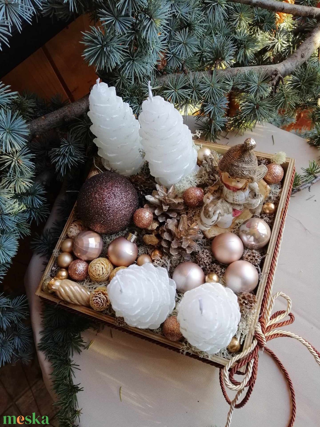 Adventi fadobozos dekoráció - karácsony - adventi díszek - adventi asztaldísz - Meska.hu