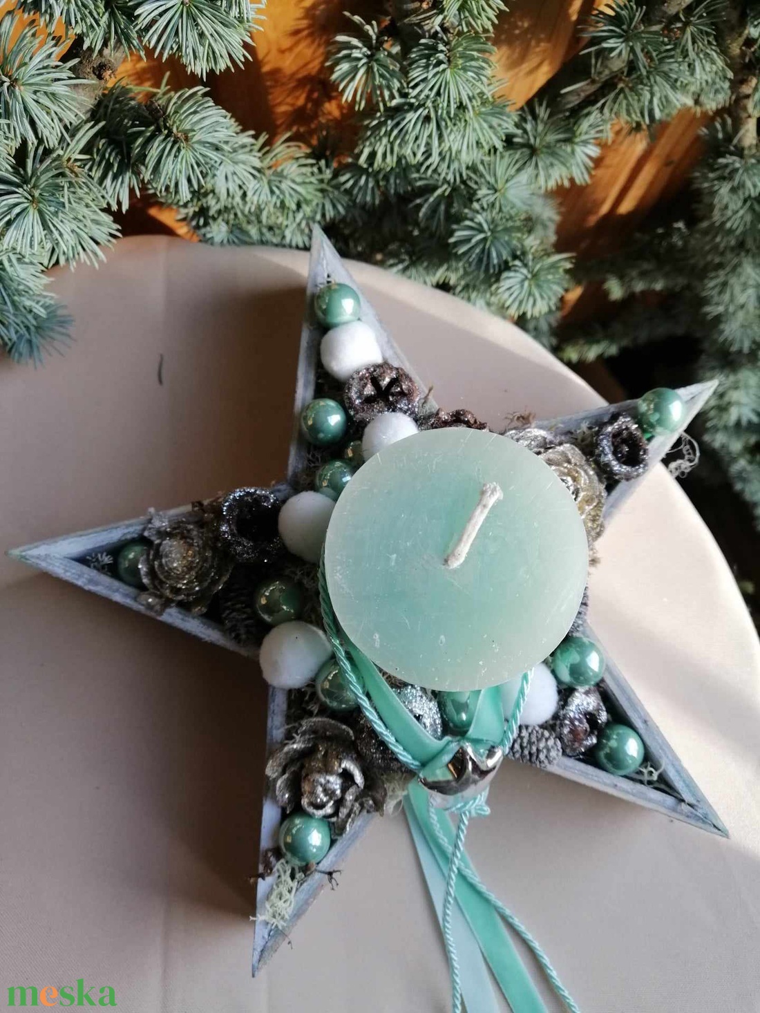 Csillag alakú karácsonyi asztaldísz - karácsony - adventi díszek - adventi asztaldísz - Meska.hu