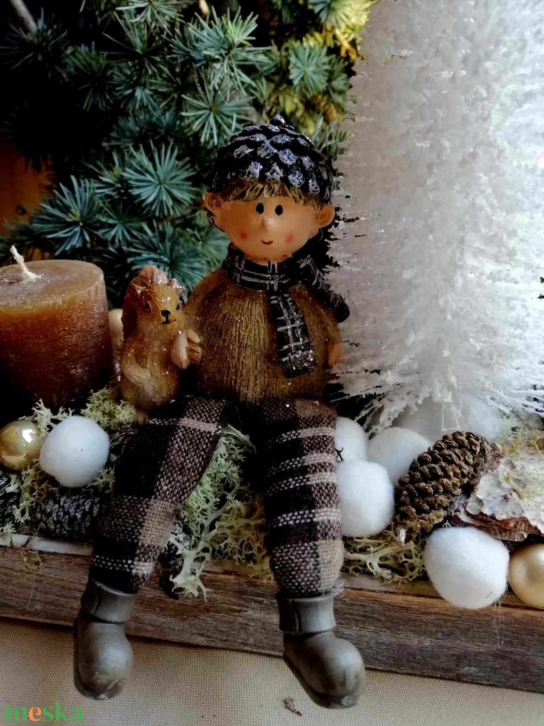 Adventi  dekoráció barna és fehér színekkel - karácsony - adventi díszek - adventi asztaldísz - Meska.hu