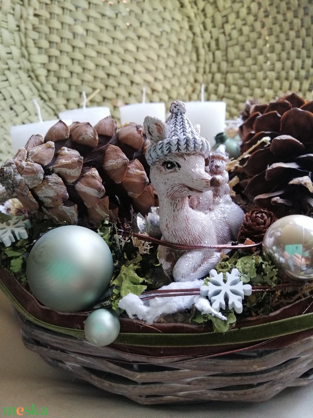 Erdei hangulatú adventi koszorú rusztikus dekorációkkal - karácsony - adventi díszek - adventi asztaldísz - Meska.hu