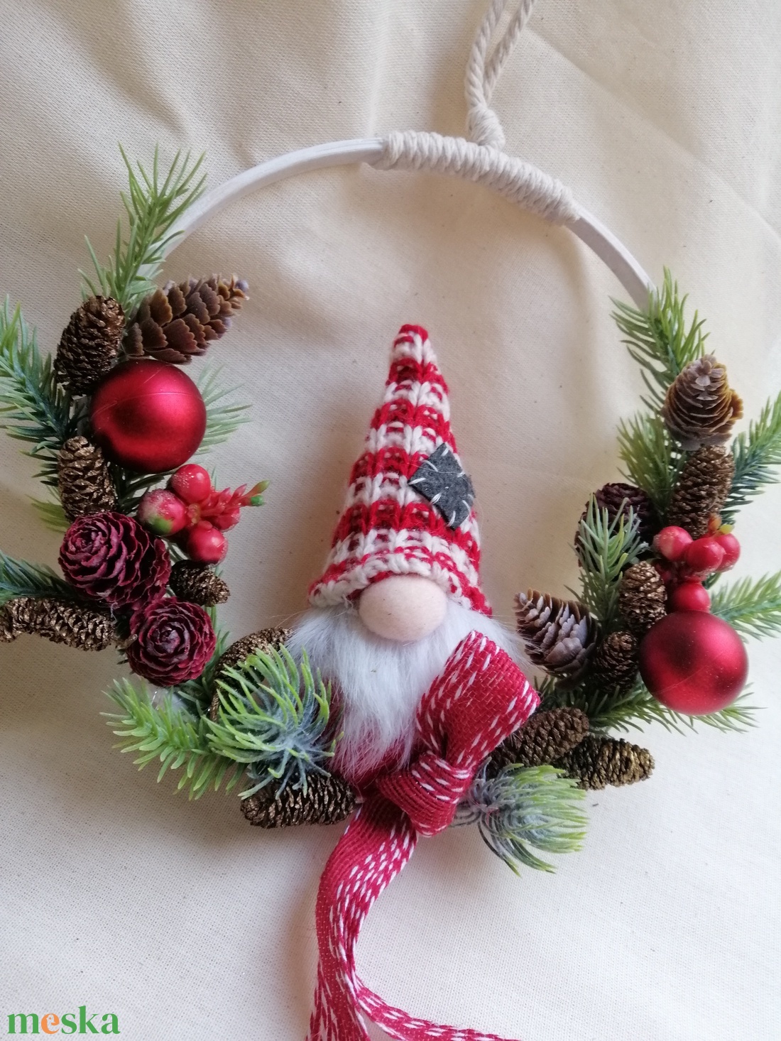 Téli kopogtató - karácsony - karácsonyi lakásdekoráció - karácsonyi ajtódíszek - Meska.hu