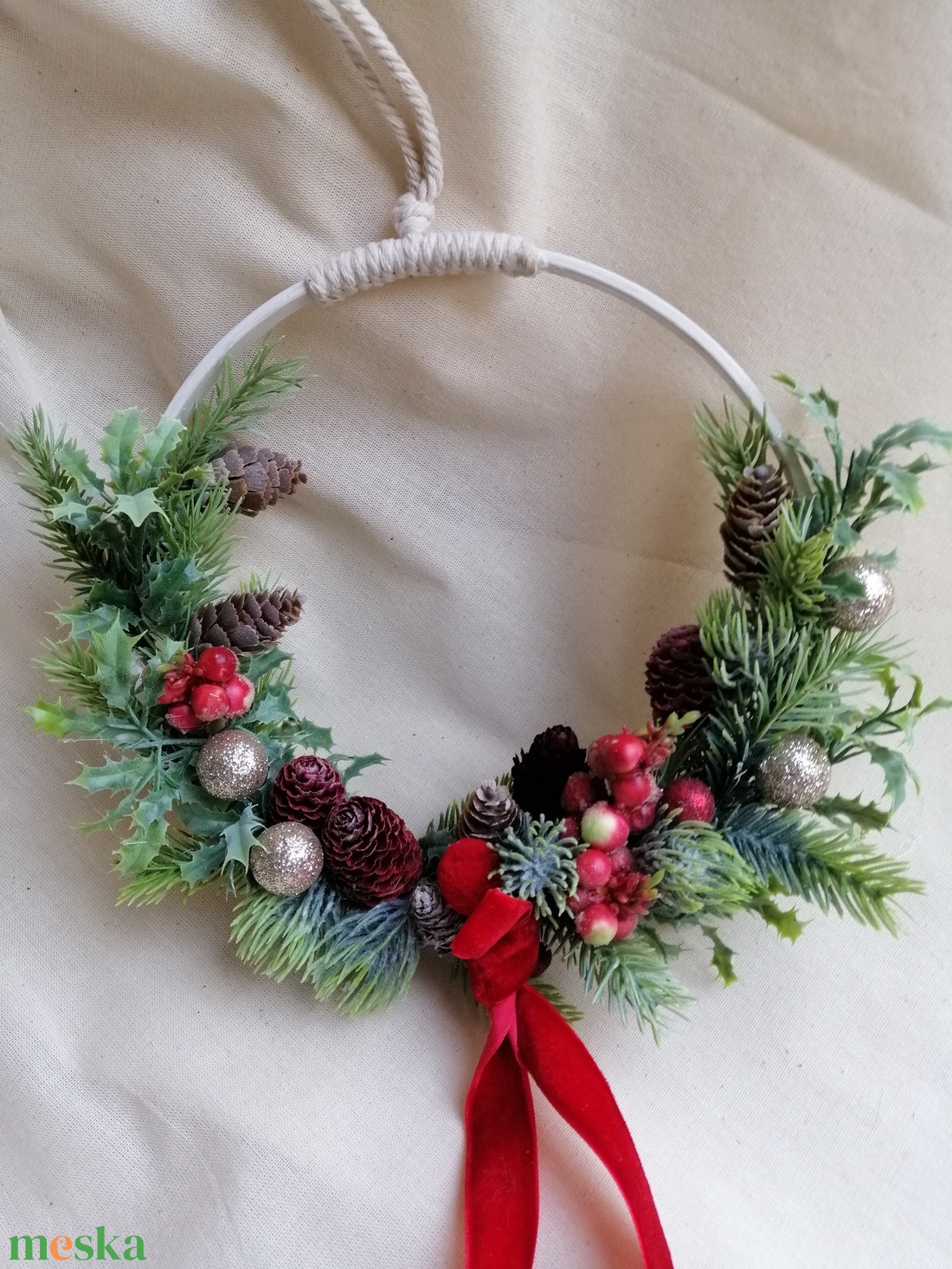 Téli kopogtató - karácsony - karácsonyi lakásdekoráció - karácsonyi ajtódíszek - Meska.hu