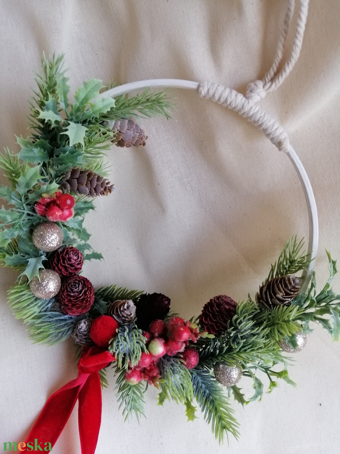 Téli kopogtató - karácsony - karácsonyi lakásdekoráció - karácsonyi ajtódíszek - Meska.hu