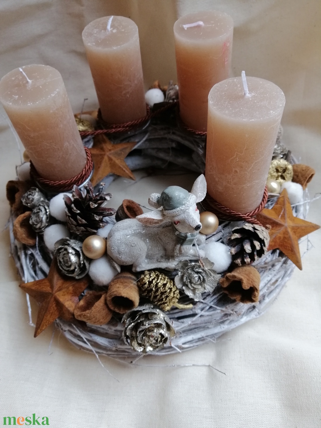 Adventi asztaldíszek őzikével - karácsony - adventi díszek - adventi koszorú - Meska.hu