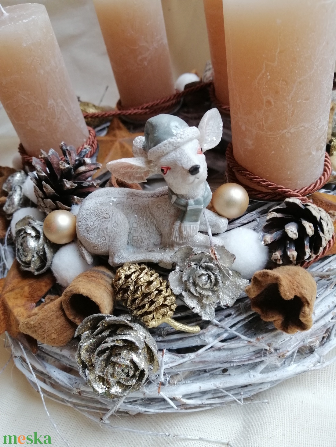 Adventi asztaldíszek őzikével - karácsony - adventi díszek - adventi koszorú - Meska.hu