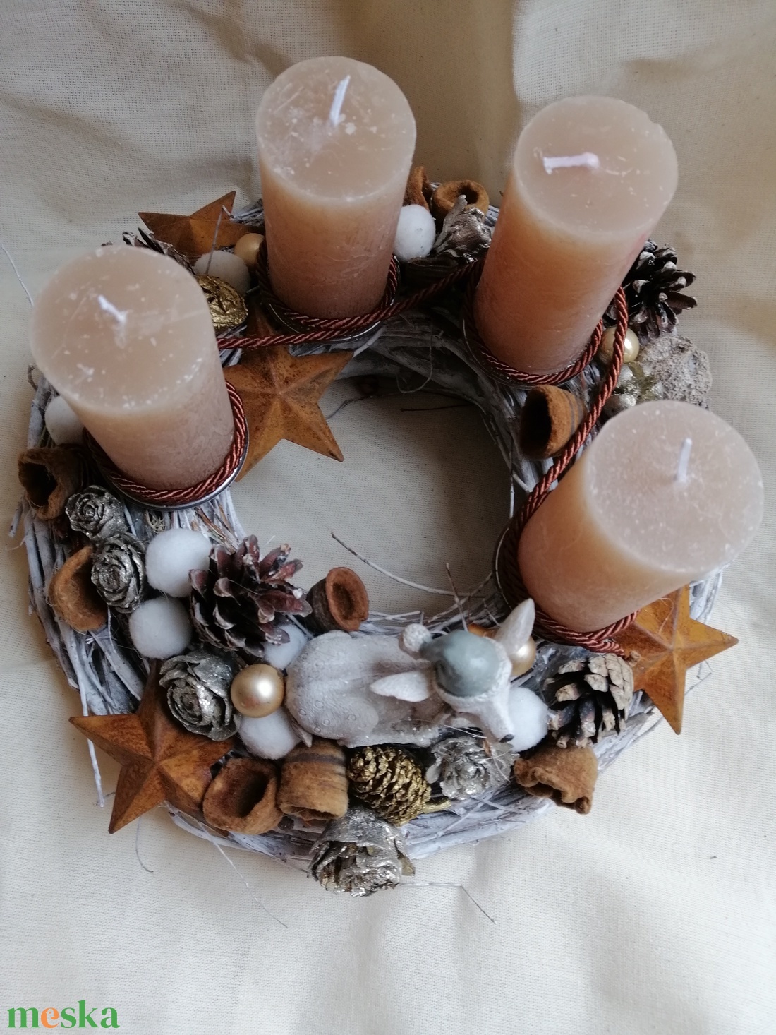 Adventi asztaldíszek őzikével - karácsony - adventi díszek - adventi koszorú - Meska.hu