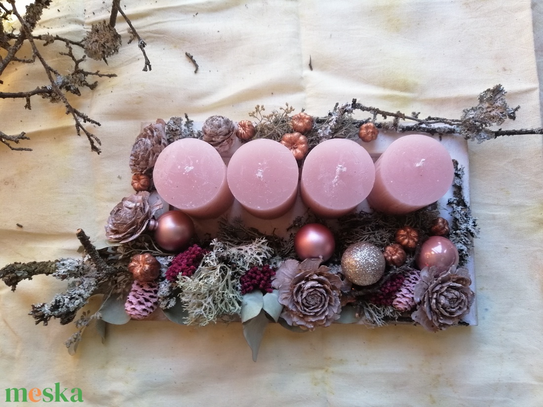 Adventi fa tálcás dekoráció - karácsony - adventi díszek - adventi asztaldísz - Meska.hu