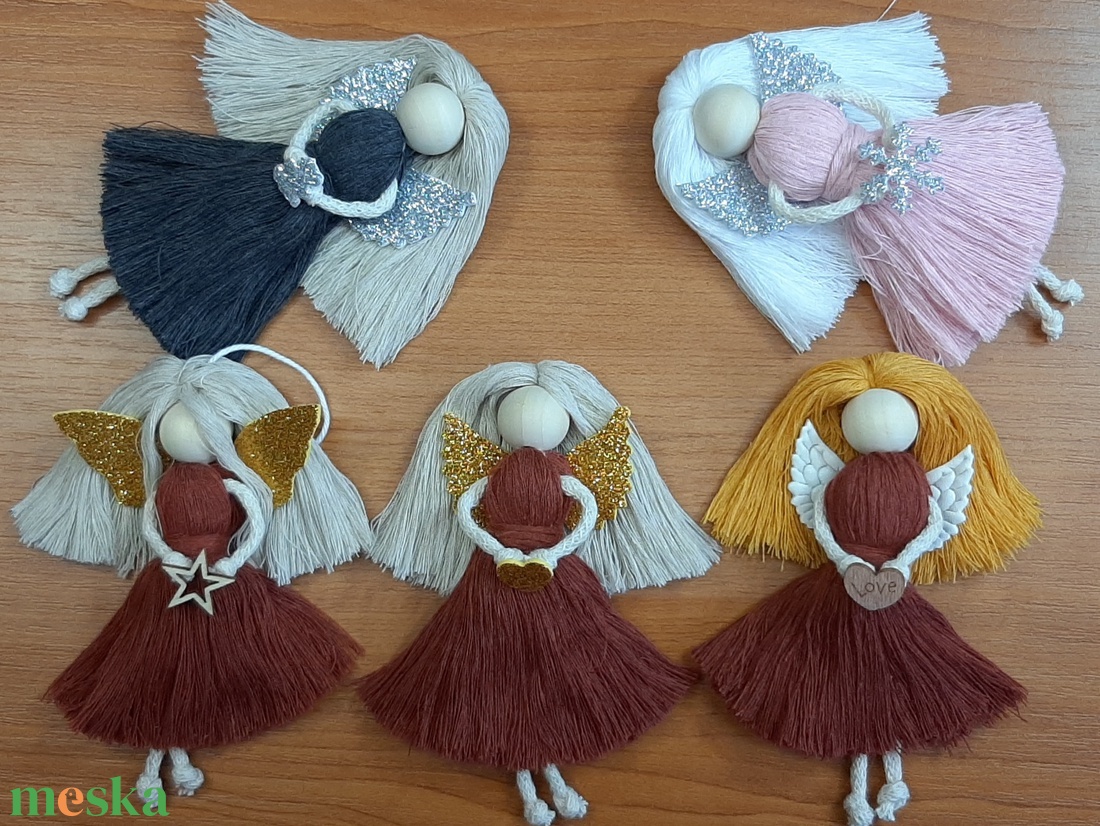 Macrame angyalka - karácsony - karácsonyi lakásdekoráció - karácsonyfadíszek - Meska.hu