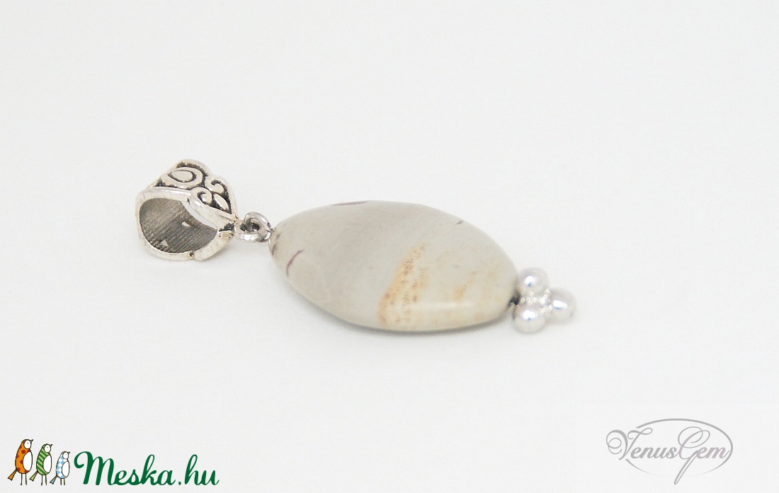 Szürke jáspis medál / Grey jasper pendant - ékszer - nyaklánc - medál - Meska.hu Szürke jáspis medál / Grey jasper pendant - ékszer - nyaklánc - medál - Meska.hu